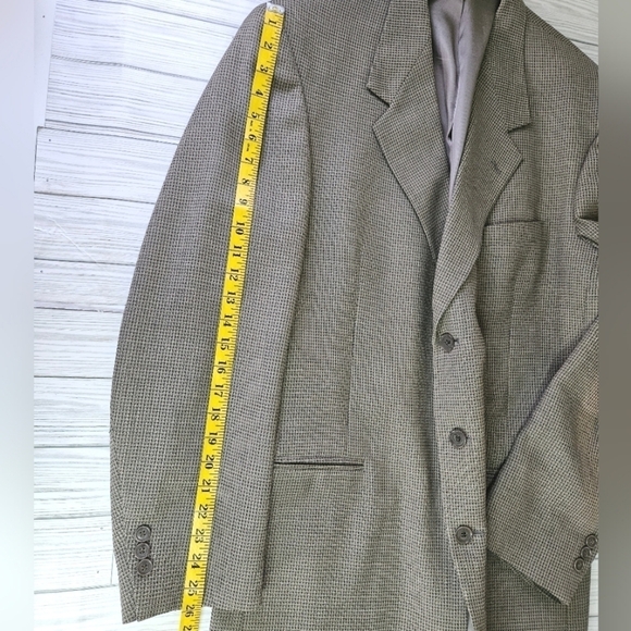 Vintage Pierre Cardin Checkered Notched Lapel Blazer in Sage and Tan Size 44L - Picture 8 of 16